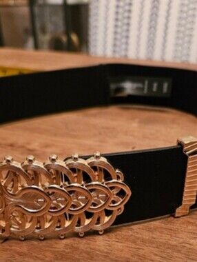 Belt BEBE Gold Wide  Decorative Women’s Waist Elastic Y2k Disco